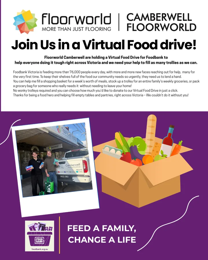 Camberwell Floorworld's Foodbank Victoria virtual food drive campaign